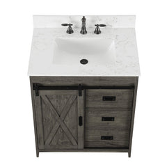 1 - Charcoal Gray Single Bathroom Vanity Set Rustic Farmhouse-Style Vanity Maximizes Your Storage Options By Offering A Set Of Drawers