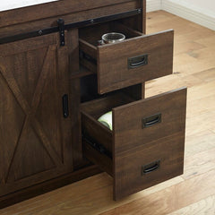 1 - Rustic Brown Single Bathroom Vanity Set Maximizes your Storage Options By Offering A Set of Drawers Along with Hidden Shelves For Added Storage
