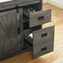 1 - Charcoal Gray Single Bathroom Vanity Set Rustic Farmhouse-Style Vanity Maximizes Your Storage Options By Offering A Set Of Drawers