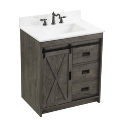 1 - Charcoal Gray Single Bathroom Vanity Set Rustic Farmhouse-Style Vanity Maximizes Your Storage Options By Offering A Set Of Drawers