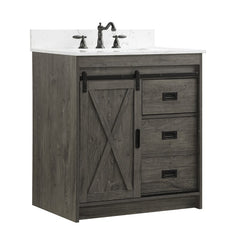 1 - Charcoal Gray Single Bathroom Vanity Set Rustic Farmhouse-Style Vanity Maximizes Your Storage Options By Offering A Set Of Drawers