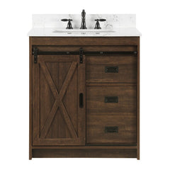 1 - Rustic Brown Single Bathroom Vanity Set Maximizes your Storage Options By Offering A Set of Drawers Along with Hidden Shelves For Added Storage