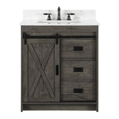 1 - Charcoal Gray Single Bathroom Vanity Set Rustic Farmhouse-Style Vanity Maximizes Your Storage Options By Offering A Set Of Drawers