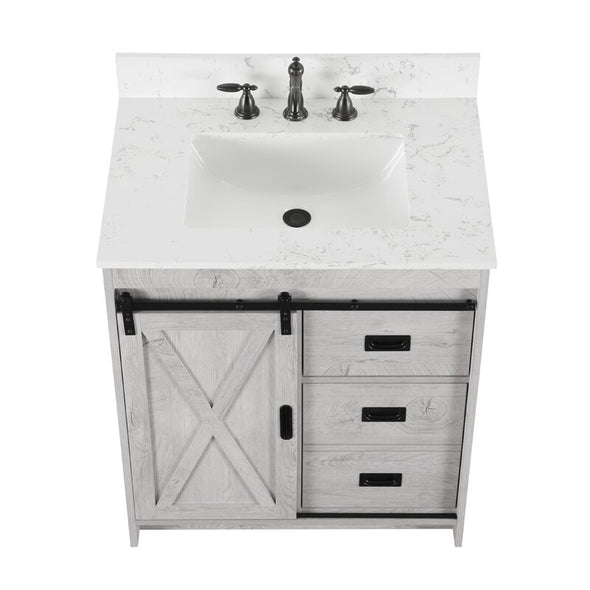 1-  White Wash Single Bathroom Vanity Set Maximizes Your Storage Options By Offering A Set Of Drawers Along with Hidden Shelves For Added Storage