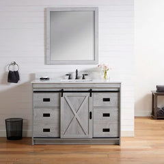 White Wash Jillian 48" Single Bathroom Vanity Set Made from Engineered Wood