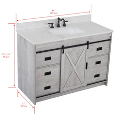 White Wash Jillian 48" Single Bathroom Vanity Set Made from Engineered Wood