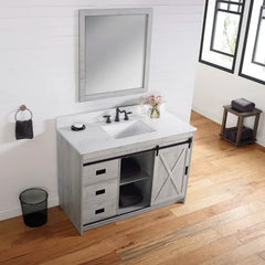 White Wash Jillian 48" Single Bathroom Vanity Set Made from Engineered Wood