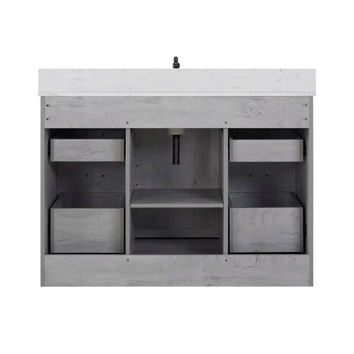 White Wash Jillian 48" Single Bathroom Vanity Set Made from Engineered Wood