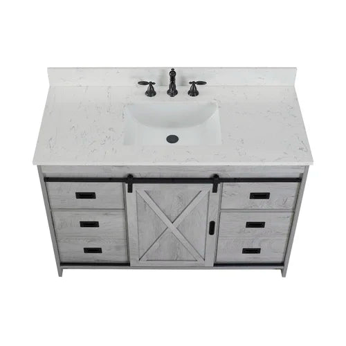 White Wash Jillian 48" Single Bathroom Vanity Set Made from Engineered Wood