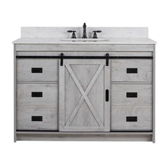 White Wash Jillian 48" Single Bathroom Vanity Set Made from Engineered Wood