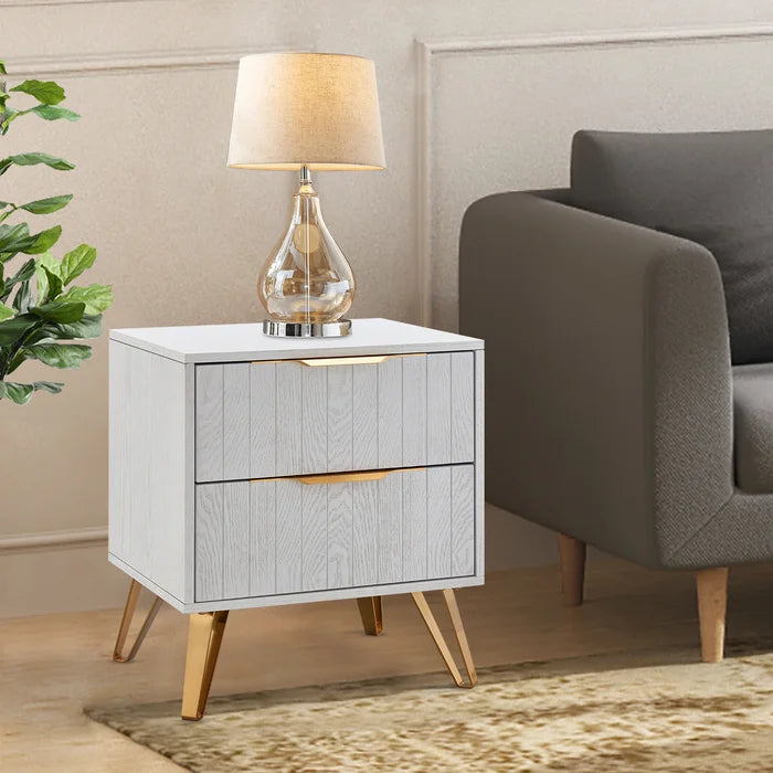 Jimmy 23'' Tall 2 - Drawer Bachelor's Chest in Gray/Gold