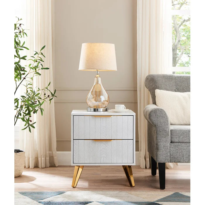 Jimmy 23'' Tall 2 - Drawer Bachelor's Chest in Gray/Gold