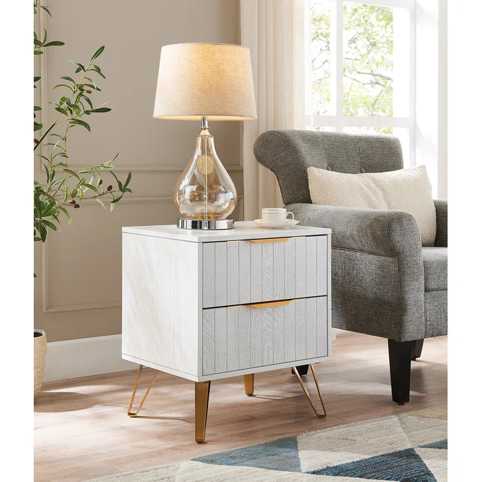 Jimmy 23'' Tall 2 - Drawer Bachelor's Chest in Gray/Gold