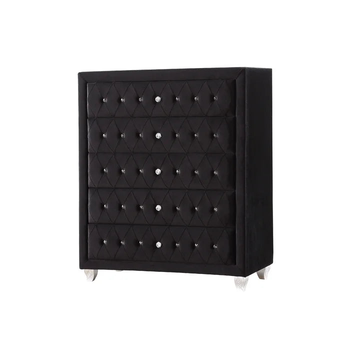 Joel 5 Drawer 38'' W Chest Dresser Mirror Indoor Aesthetic Decor