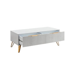 Joelle White Coffee Table Made from Engineered Wood in a French Gray Finish