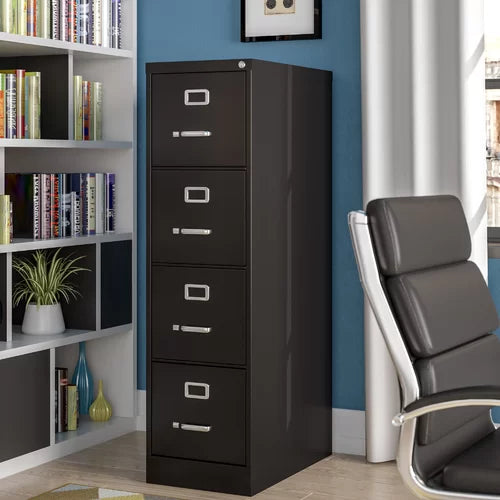 Black Jolene 15'' Wide 4 -Drawer Steel Vertical Filing Cabinet Design