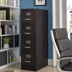 Black Jolene 15'' Wide 4 -Drawer Steel Vertical Filing Cabinet Design