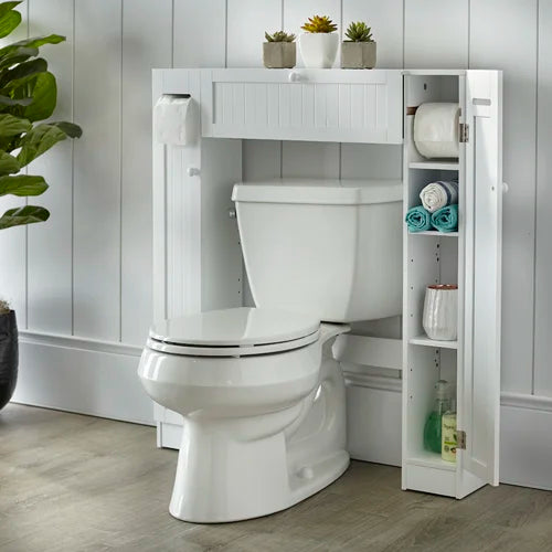 White 34'' W x 38.3'' H x 6.5'' D Over-The-Toilet Storage