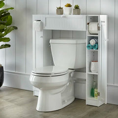 White 34'' W x 38.3'' H x 6.5'' D Over-The-Toilet Storage