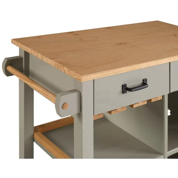Jordao 31.49'' Wide Kitchen Cart with Solid Wood Top Provide Extra Counter Space