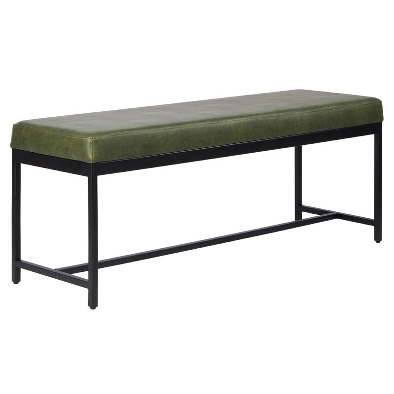 Dark Green Jordon Faux Leather Upholstered Bench