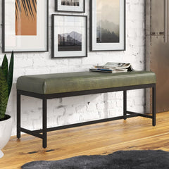 Dark Green Jordon Faux Leather Upholstered Bench