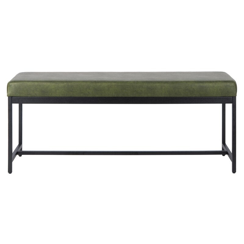 Dark Green Jordon Faux Leather Upholstered Bench