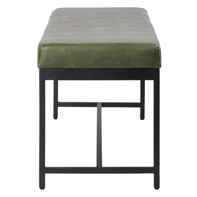Dark Green Jordon Faux Leather Upholstered Bench
