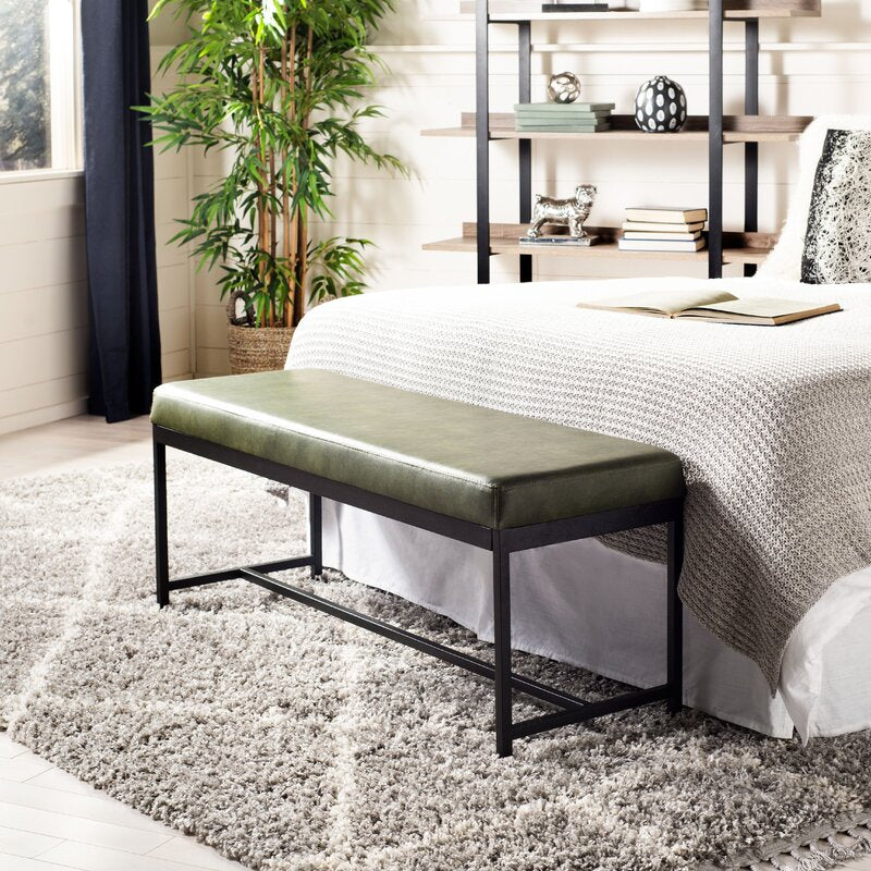 Dark Green Jordon Faux Leather Upholstered Bench