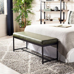 Dark Green Jordon Faux Leather Upholstered Bench