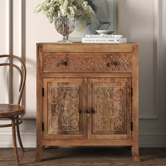 Jordyn 36'' Tall Solid Wood 2 Door Accent Cabinet Made from Mango Wood