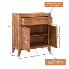 Jordyn 36'' Tall Solid Wood 2 Door Accent Cabinet Made from Mango Wood