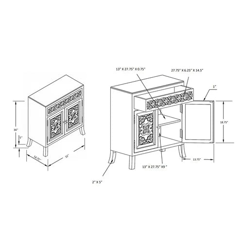 Jordyn 36'' Tall Solid Wood 2 Door Accent Cabinet Made from Mango Wood
