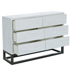 White Joshua 6 Drawer 48'' W Modern Silhouette Gets a Rustic Refresh