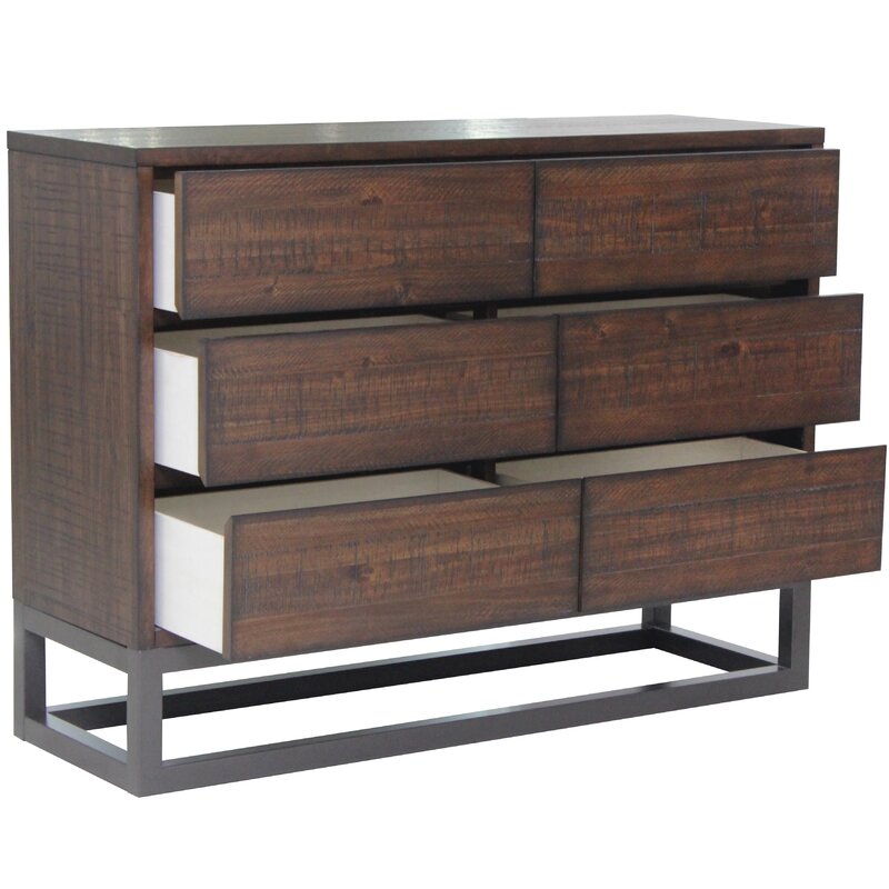 Brown Joshua 6 Drawer 48'' W Veneered Drawer Fronts