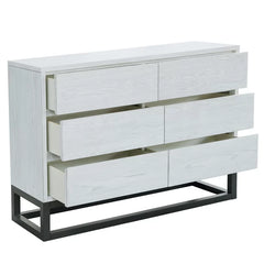 Off White Joshua 6 Drawer 48'' W Dresser Contemporary Style Perfect Organize