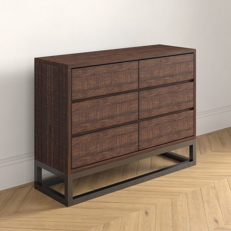 Brown Joshua 6 Drawer 48'' W Veneered Drawer Fronts