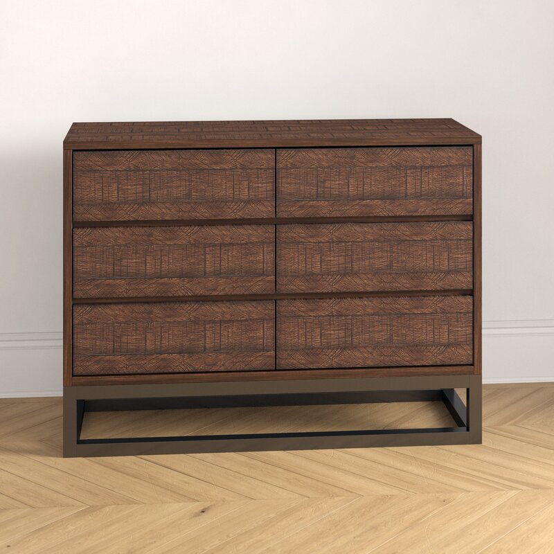 Brown Joshua 6 Drawer 48'' W Veneered Drawer Fronts
