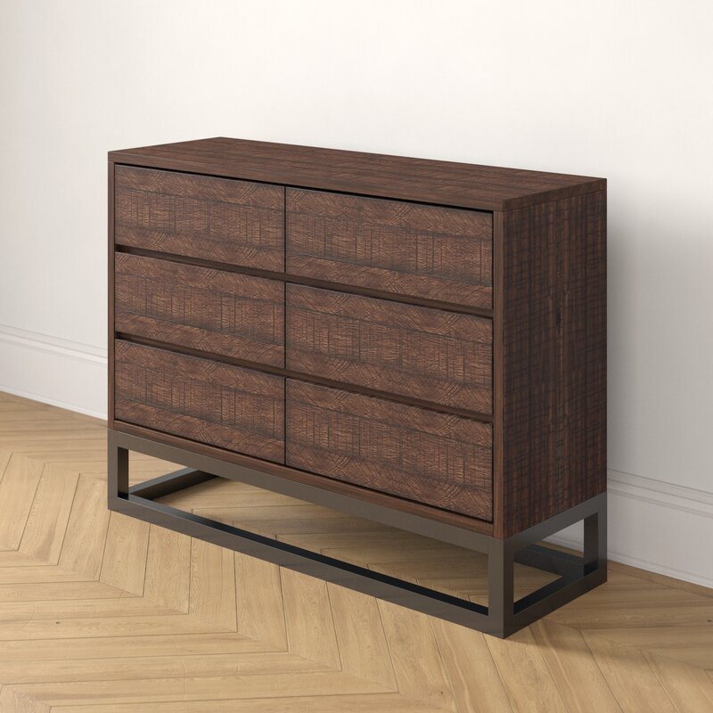 Brown Joshua 6 Drawer 48'' W Veneered Drawer Fronts