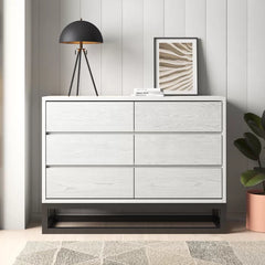 Off White Joshua 6 Drawer 48'' W Dresser Contemporary Style Perfect Organize