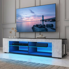 TV Stand for TVs up to 65" 1 Bookshelf and 4 Open Layers, Plenty of Ample Storage Space. Suitable for Flat Screens One Center Drawer and Open Shelves