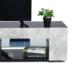 Gray TV Stand for TVs up to 65" 1 Bookshelf and 4 Open Layers, Plenty of Ample Storage Space Multi-Colour RGB LED