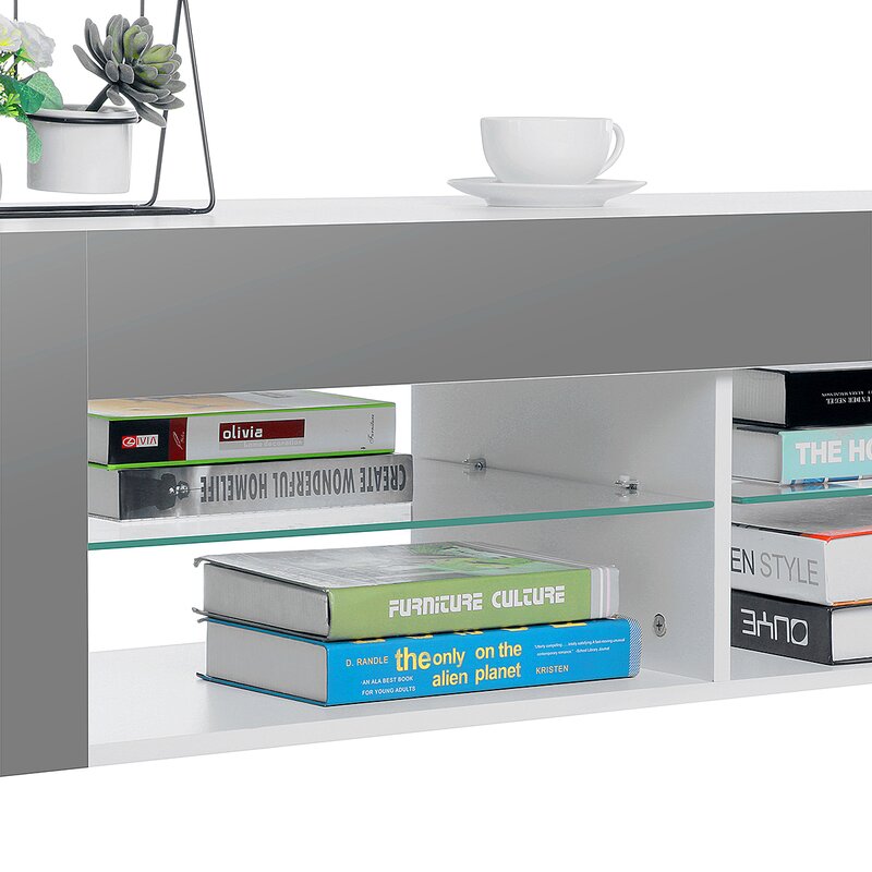 Gray White Jowers TV Stand for TVs up to 65" Made of High Quality and Eco Friendly