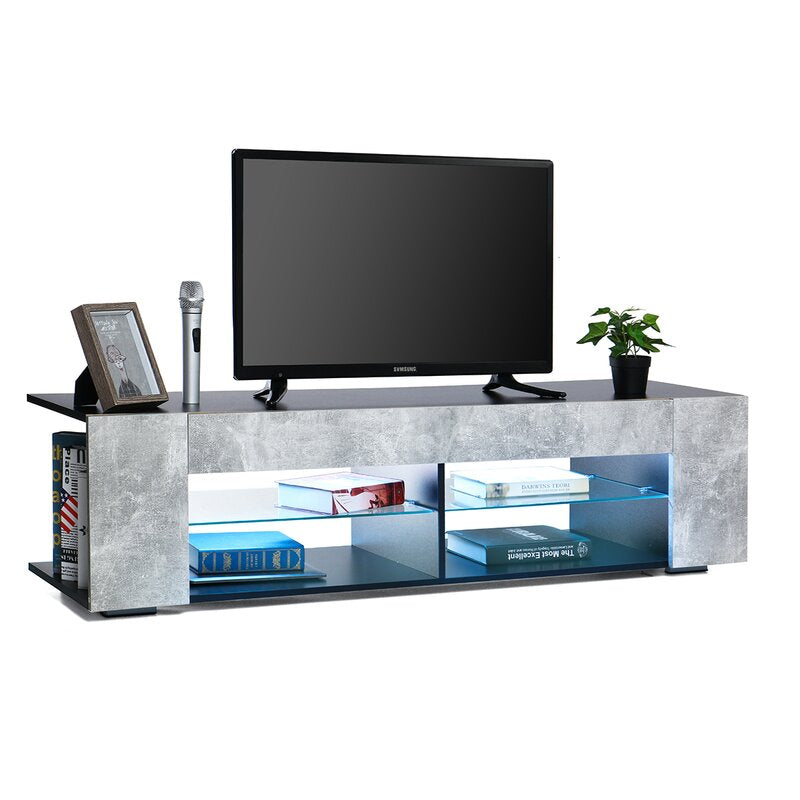 TV Stand for TVs up to 65" 1 Bookshelf and 4 Open Layers, Plenty of Ample Storage Space. Suitable for Flat Screens One Center Drawer and Open Shelves