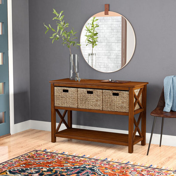 44'' Solid Wood Console Table Brings Rustic Style and Smart Storage to your Living Room, Bedroom, or Entryway