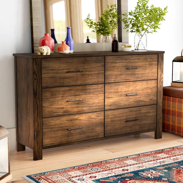 Juhl 6 Drawer 59'' W Double Dresser Featuring an Oak Wood Finish and Plenty
