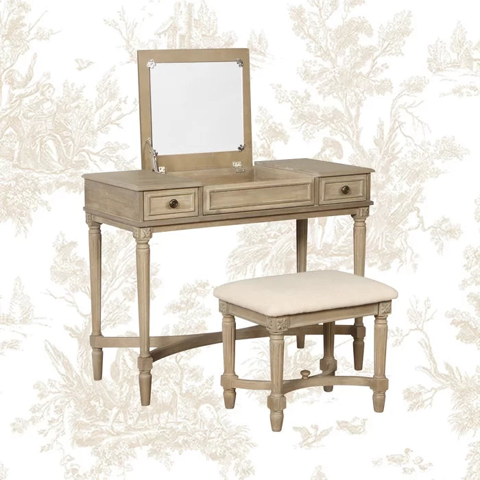 June vanity set with shop stool and mirror