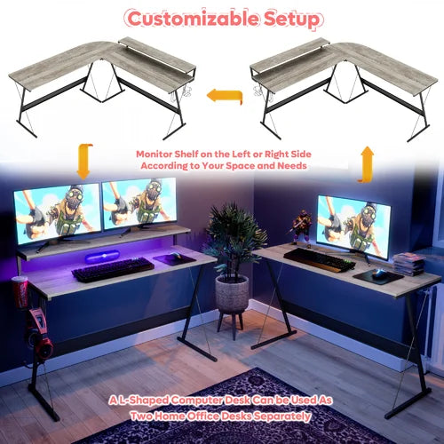 Jurgensen Reversible L-Shape Gaming Computer Desk