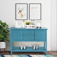 Blue 46'' Wide 2 Drawer Buffet Table Provides Ample Storage Space for all of your Space-Saving Needs Perfect for Organize