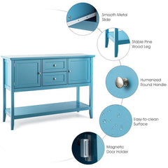 Blue 46'' Wide 2 Drawer Buffet Table Provides Ample Storage Space for all of your Space-Saving Needs Perfect for Organize